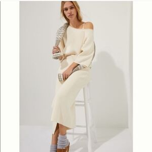 Anthropologie Cream Sweater Midi Skirt